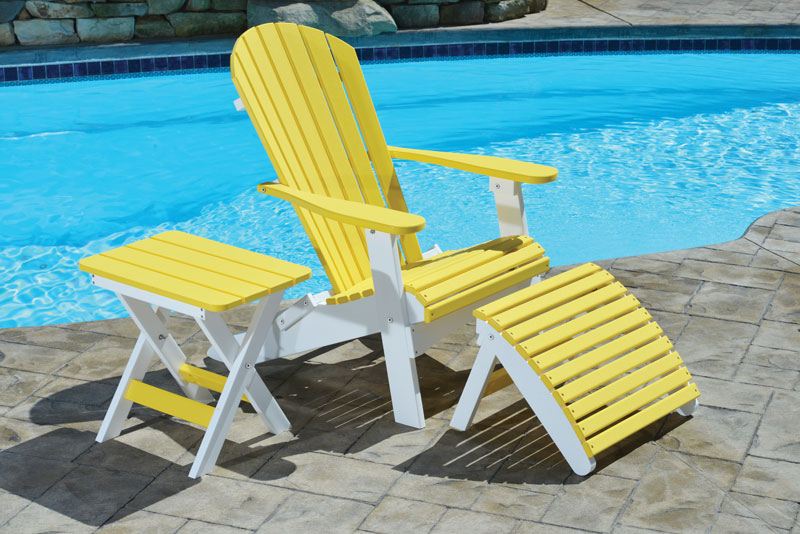 Comfo-Back Folding Adirondack Chair, Folding Footstool and Folding End Table