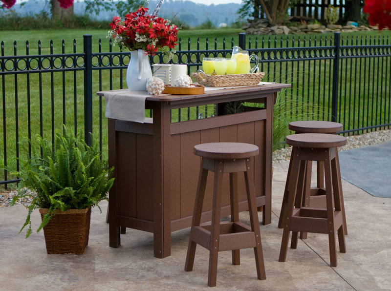 Outdoor Bar and Outdoor Bar Stools in Chocolate Brown