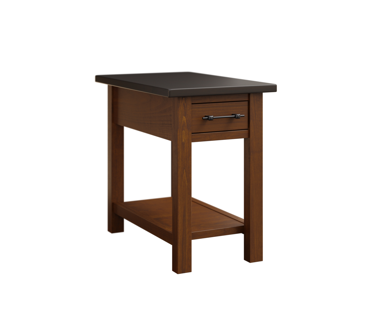 Krowndale Chairside Table in Brown Maple with Onyx Top and Michaels Base