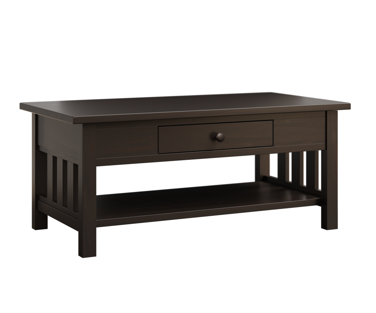 Myles Three Slat Coffee Table in Brown Maple with Onyx Finish