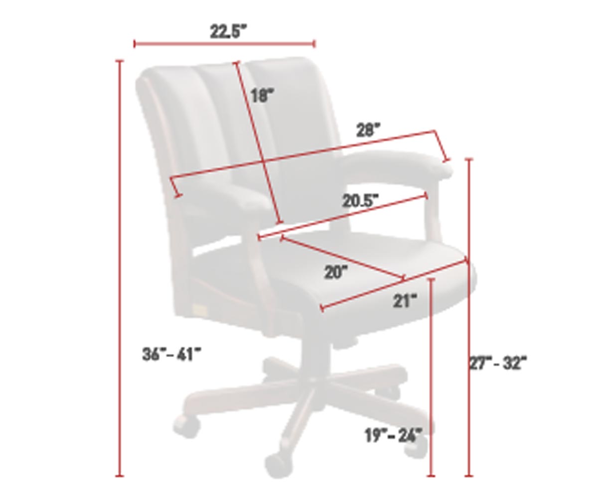 Edelweiss Arm Desk Chair with Channeled Back Dimensions