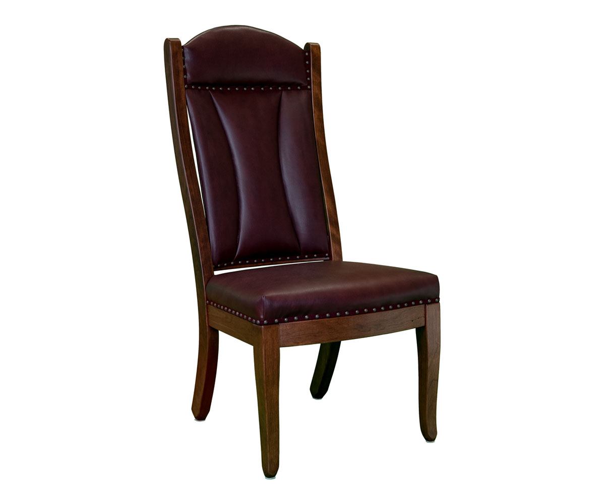 Client High Back Side Chair in Cherry with Asbury Stain and L420 Burgundy Leather