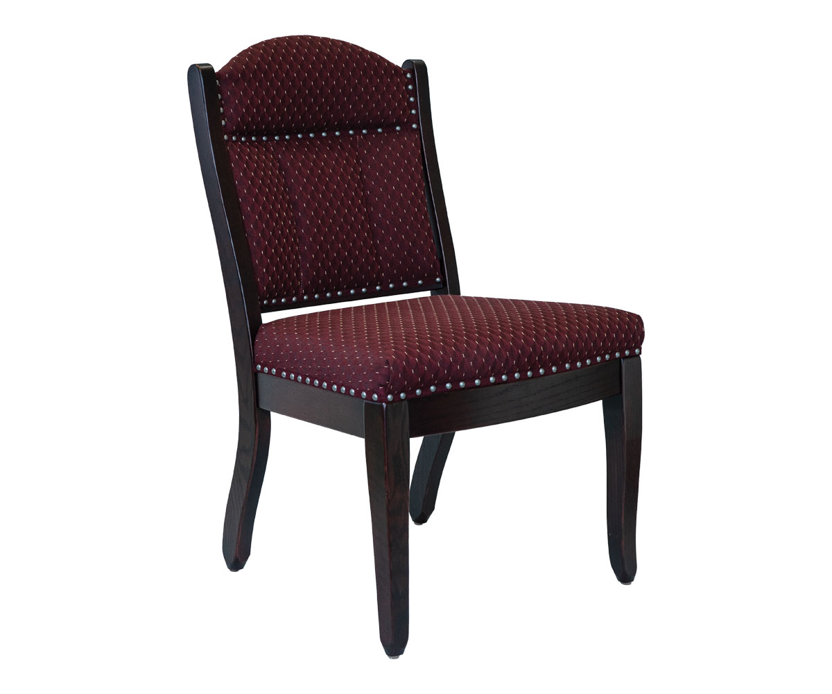 Client Low Back Side Chair in Red Oak with Ebony Stain and 4015-B Crimson Fabric