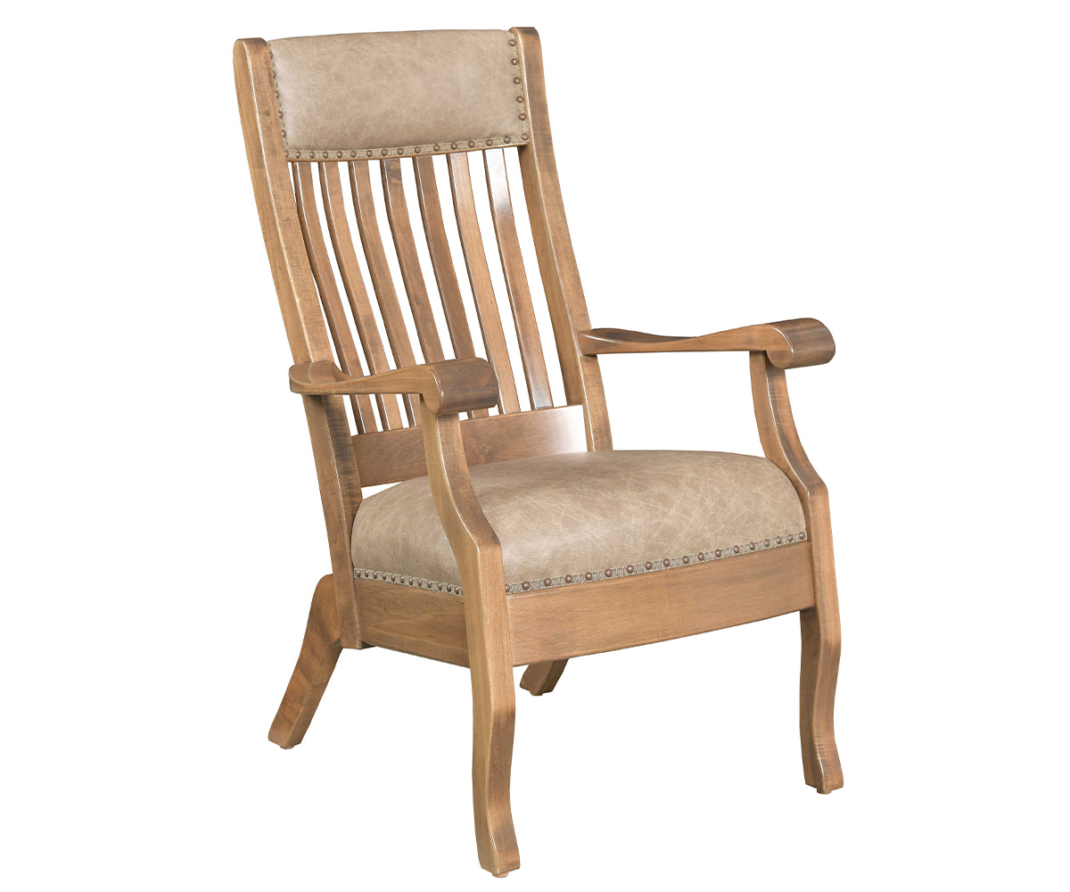 Queen Lounge & Client Chair in Maple with Cappuccino Stain and Mushroom Leather