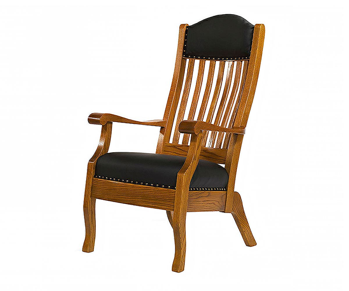 King Lounge & Client Chair in Oak with Medium Stain and L210 Black Leather