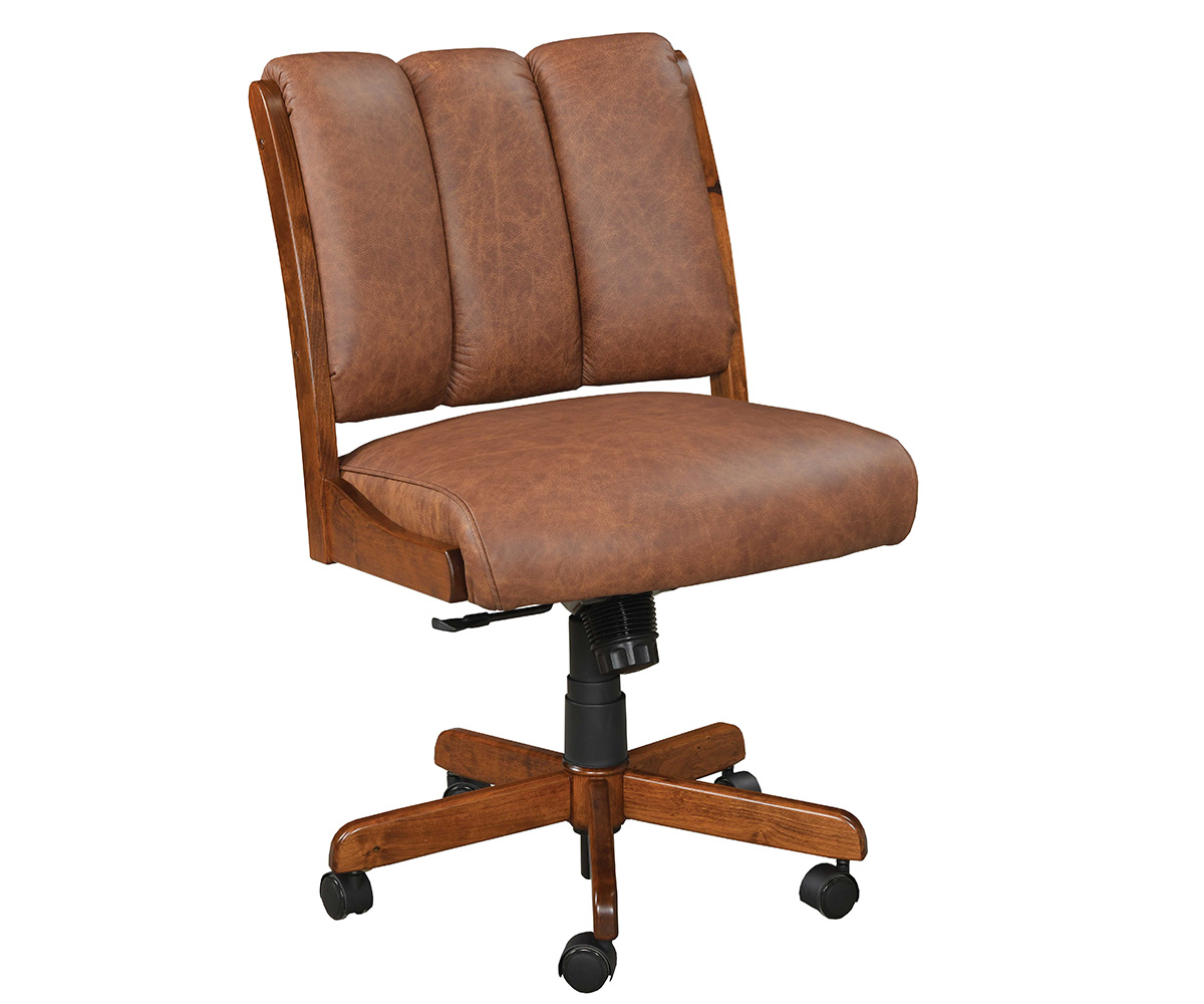 Midland Side Desk Chair in Cherry with Michaels Stain and L325 Cinnamon Leather