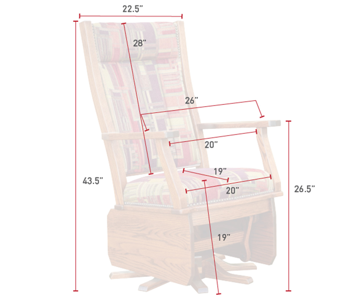 Mission Swivel Glider with 8 Leg Base Dimensions