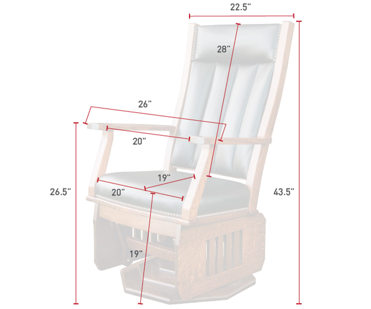 Mission Swivel Glider with Platform Base Dimensions