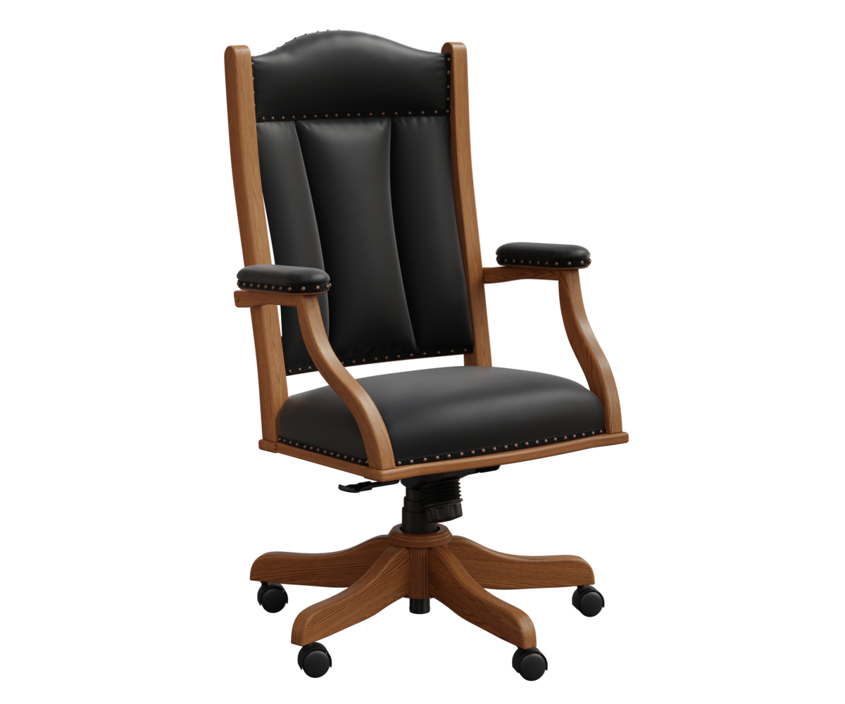Desk Arm Chair in Maple with Michaels Stain and L210 Black Leather