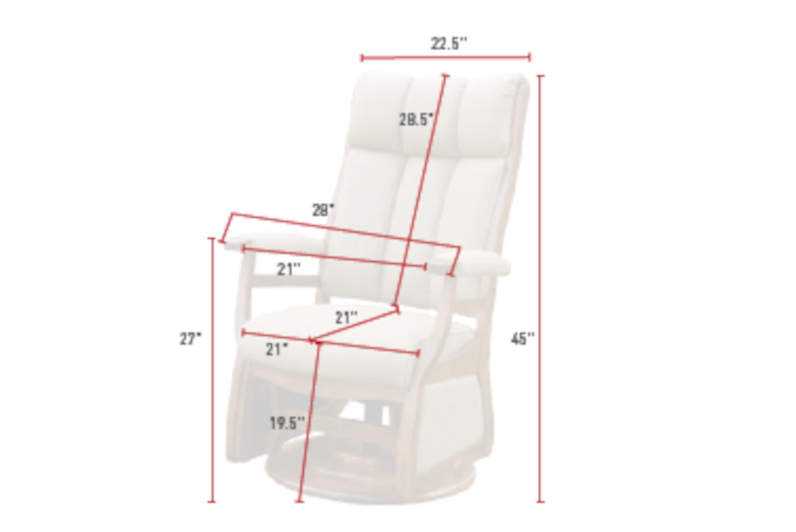 Paris High Back Swivel Glider Dimensions