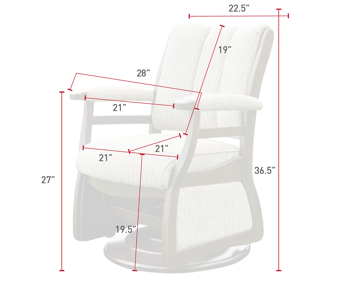 Paris Low Back Swivel Glider Dimensions