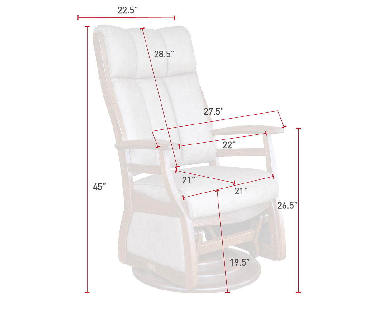 Sierra High Back Swivel Glider Dimensions