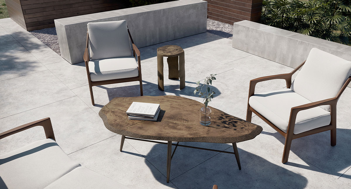 Nature's Wood Coffee Table with Castelle Deep seating