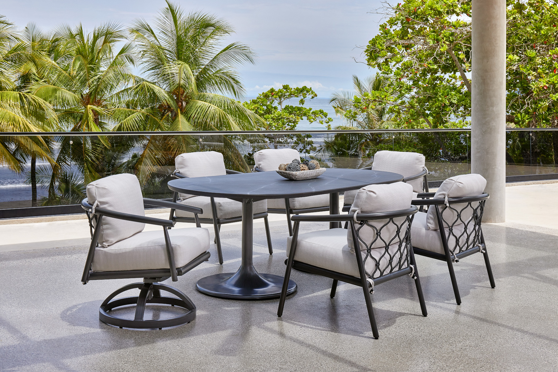 Cordell Cushion Dining Collection with Tulip Oval Dining Table