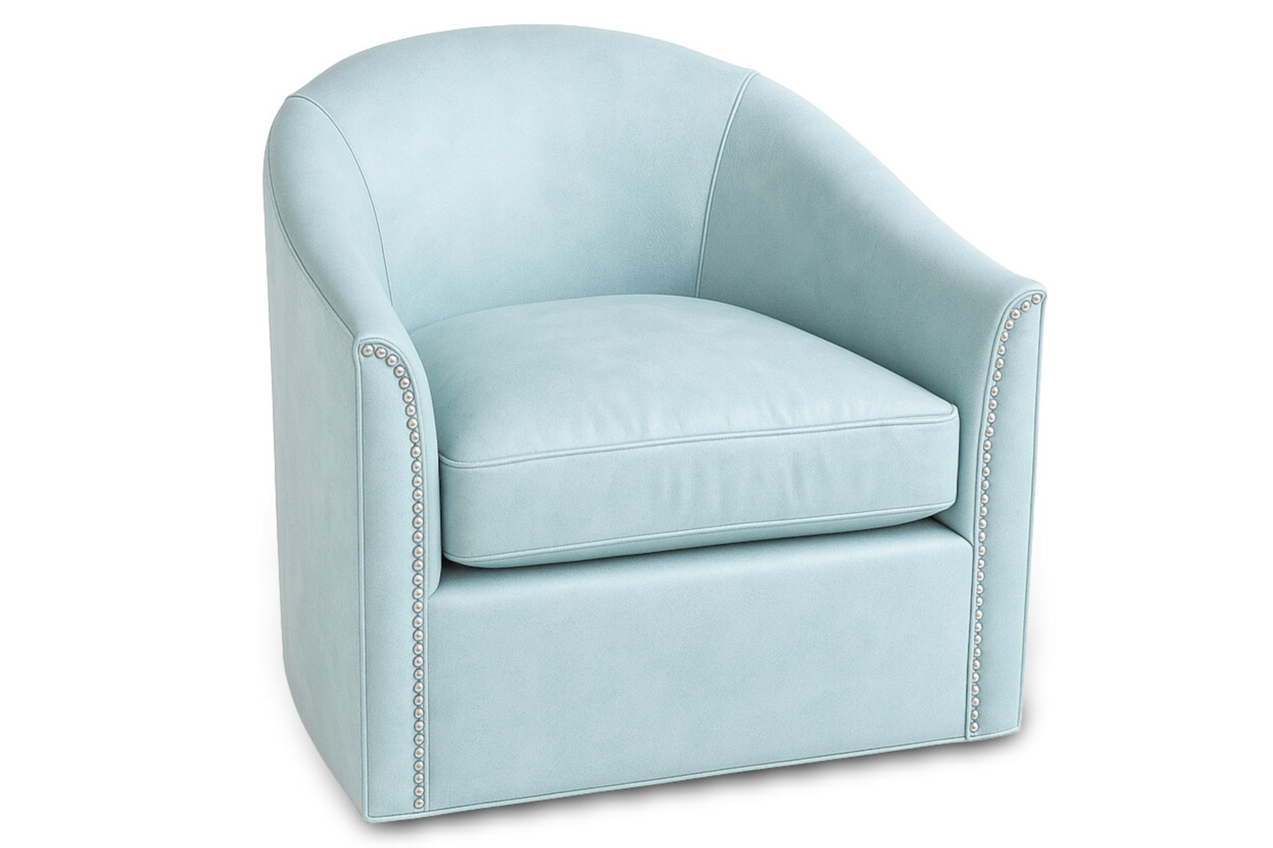 Cottage Swivel Chair by CC Leather Shown in Mt. Blanc Frost (Grade F)