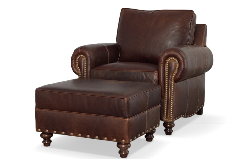 Hampton Chair & Ottoman by CC Leather