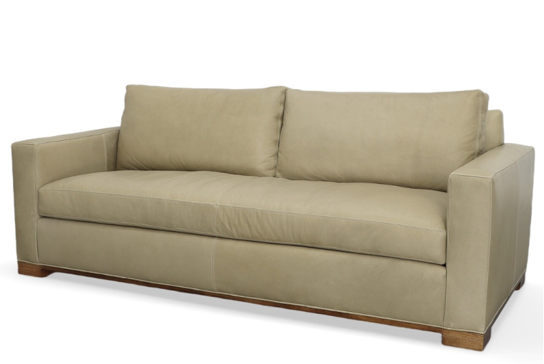 Beaumont Sofa - No Nails by CC Leather shown in Softy Hay (Grade F)