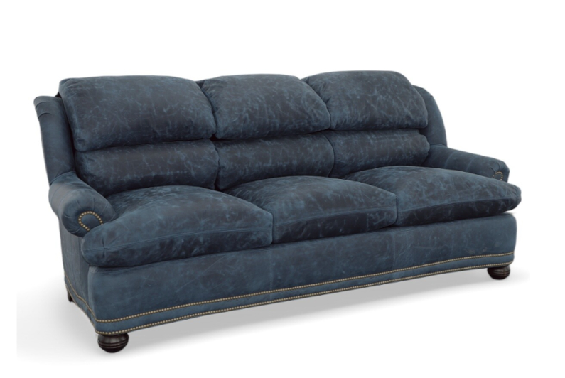 Boston Sofa by CC Leather shown in Caravan Deep Sea