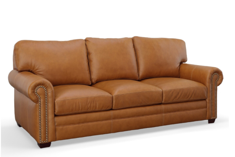 Deacon Sofa by CC Leather shown in No Regrets Cognac.
