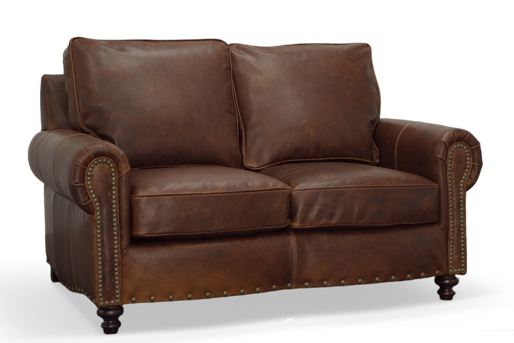 Hampton Loveseat by CC Leather Shown in Brentwood Red Oak (Grade E)