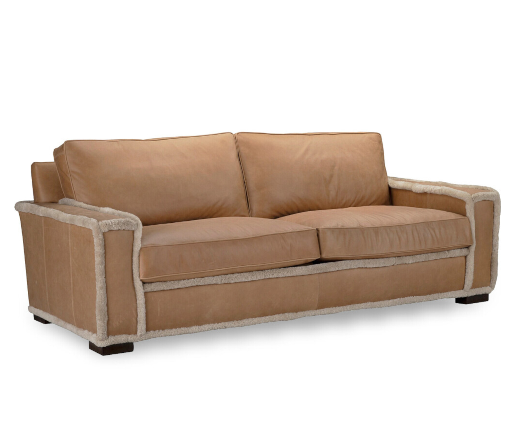 Aspen Sofa by CC Leather Shown in Harness Cuero w/Shearling Dusty Beige