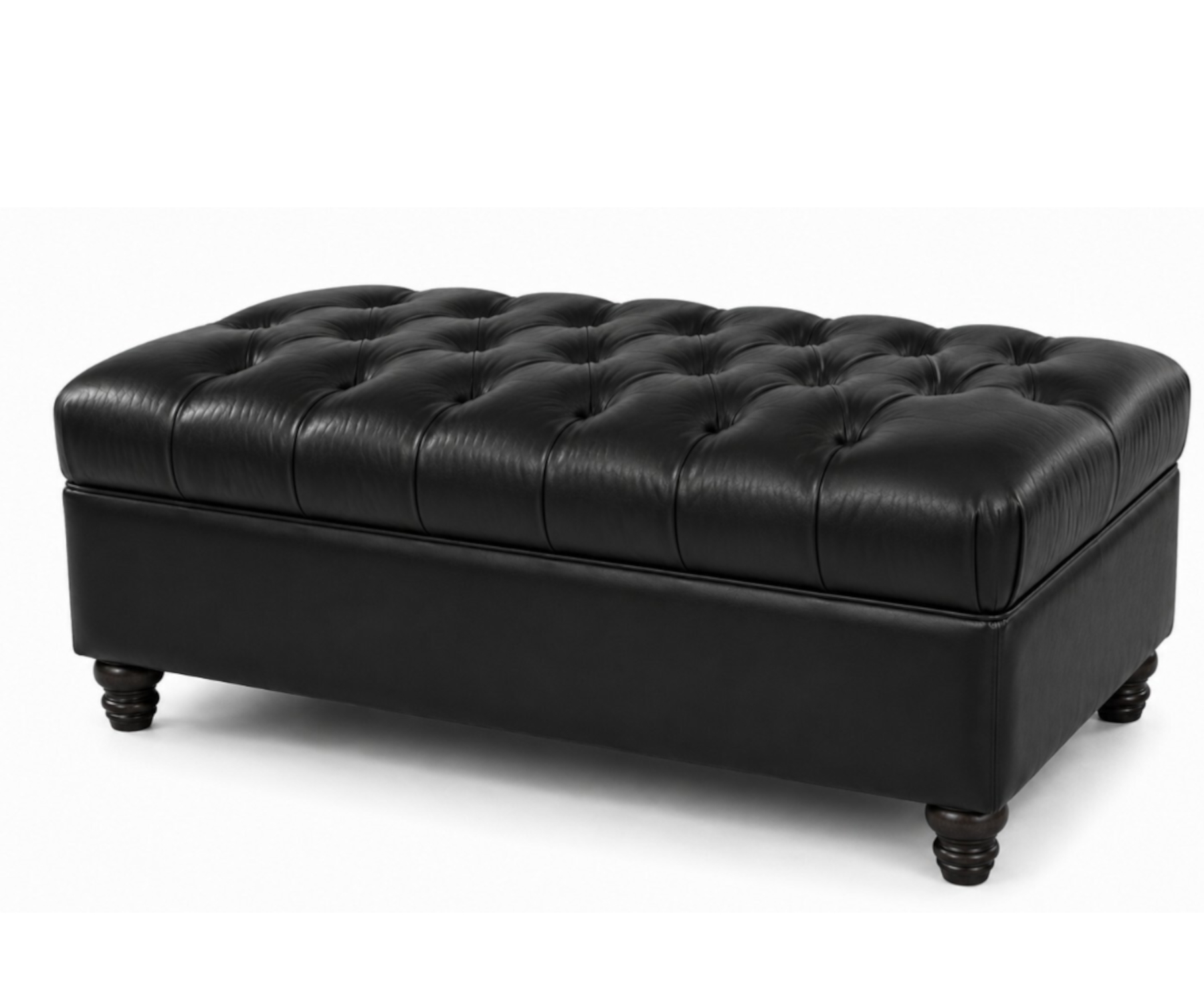 Baron Bench Ottoman by CC Leather Shown in Buckingham Black