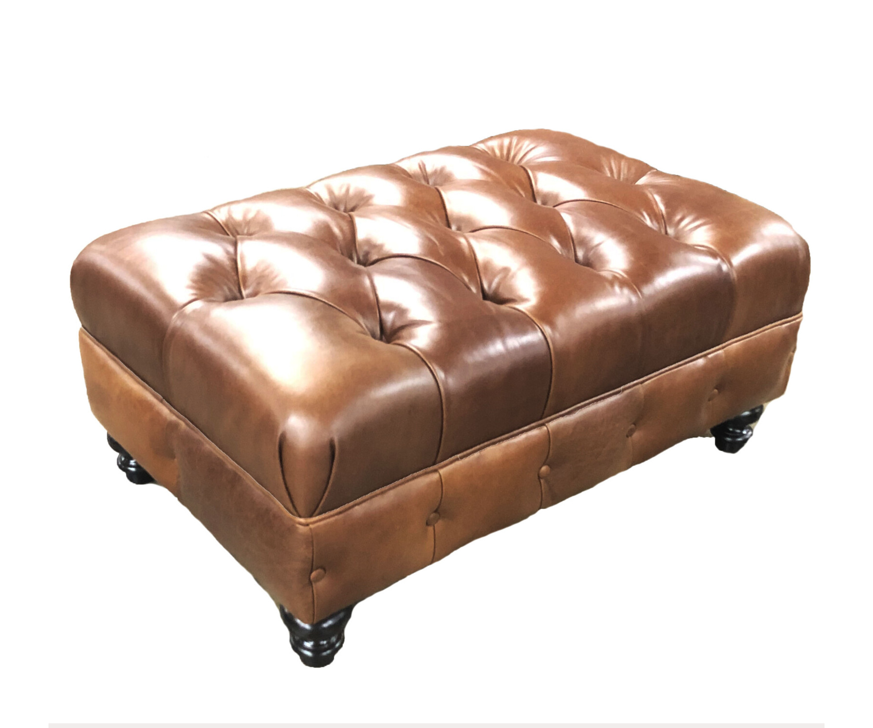 Birmingham Ottoman by CC Leather Shown in Mt. Blanc Caramel
