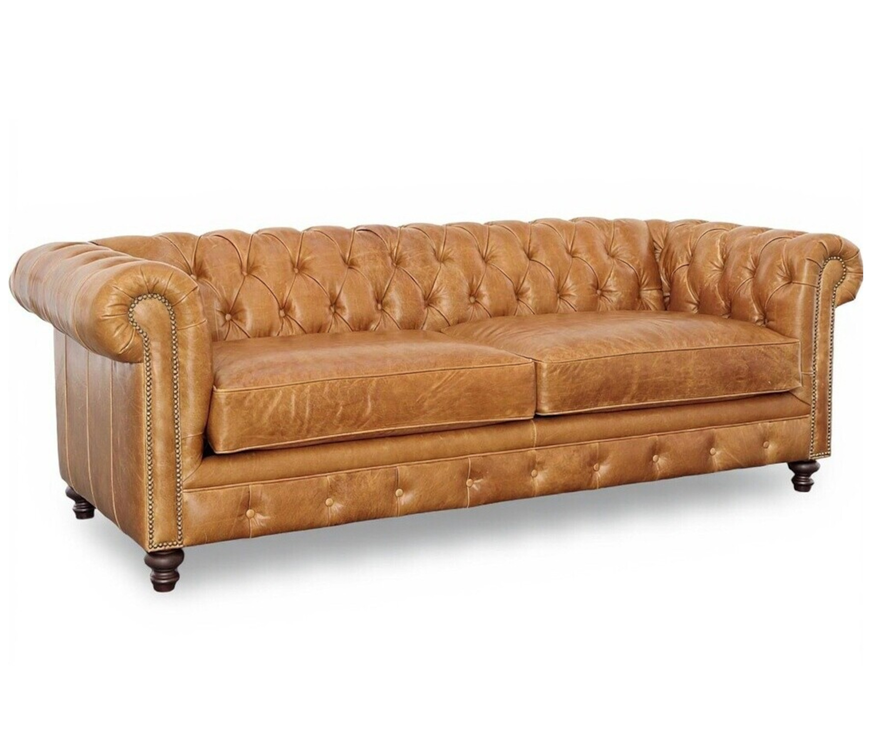 Birmingham Sofa with 2 Cushions by CC Leather Shown in Mt. Blanc Sycamore