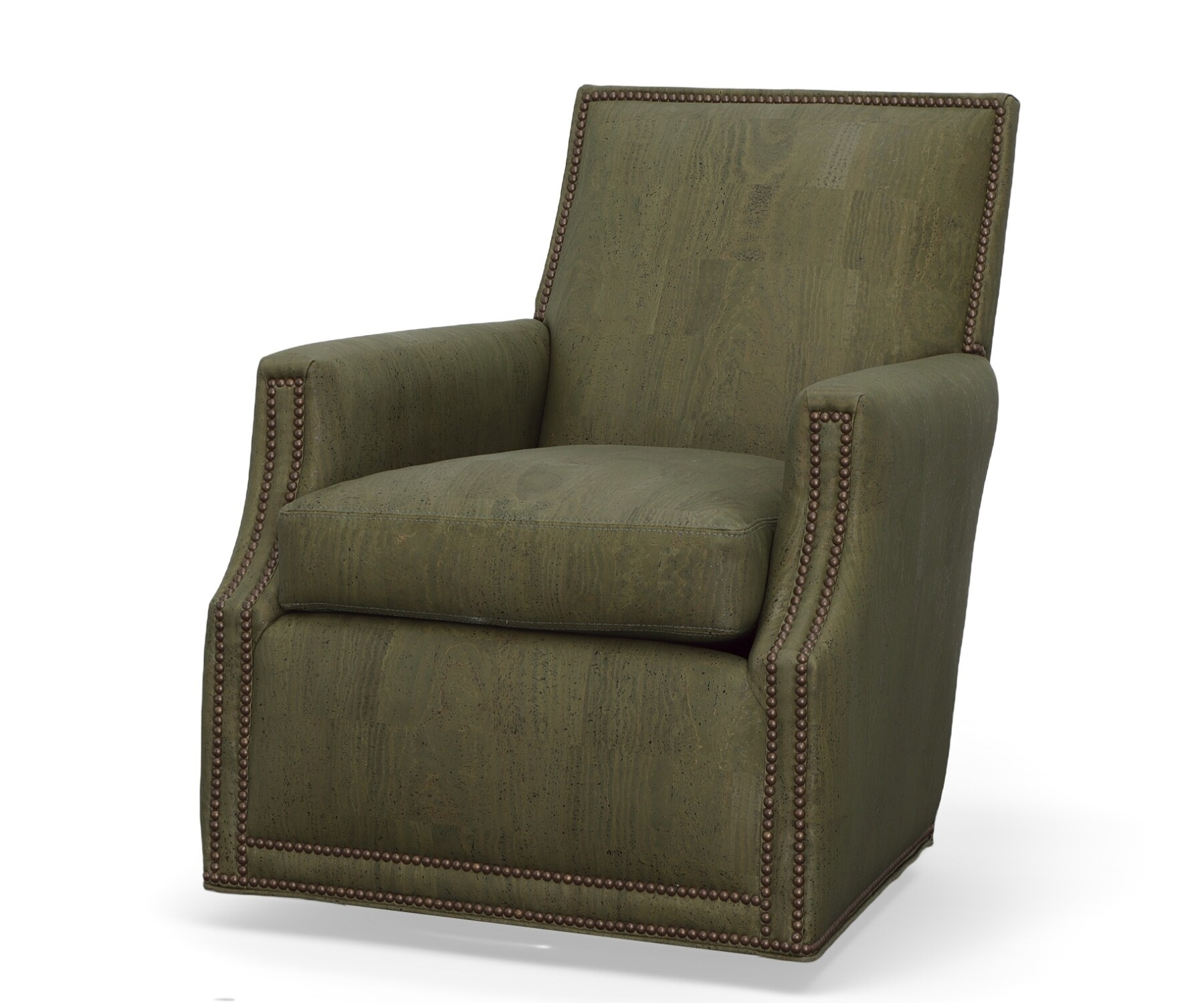Catalina Swivel Chair by CC Leather Shown in Cork Army Green