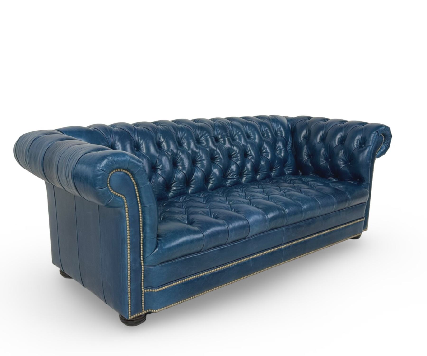 600 Club Sofa by CC Leather shown in Mt. Blanc Blue Marlin