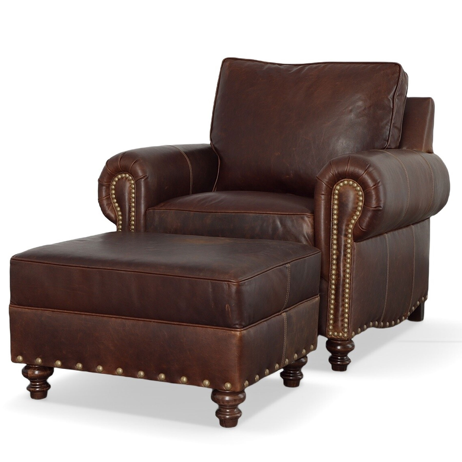 959 Hampton Chair and Ottoman By CC Leather