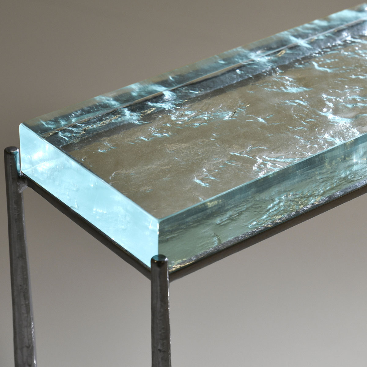 Calico Bay Console Seascape Fusion Glass Top