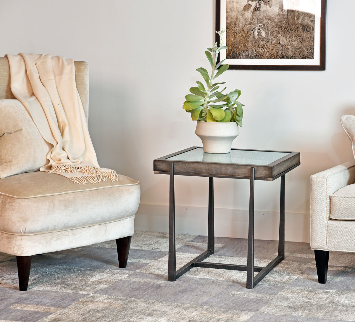 Charleston Forge Cooper Square End Table with Facet Glass Inset