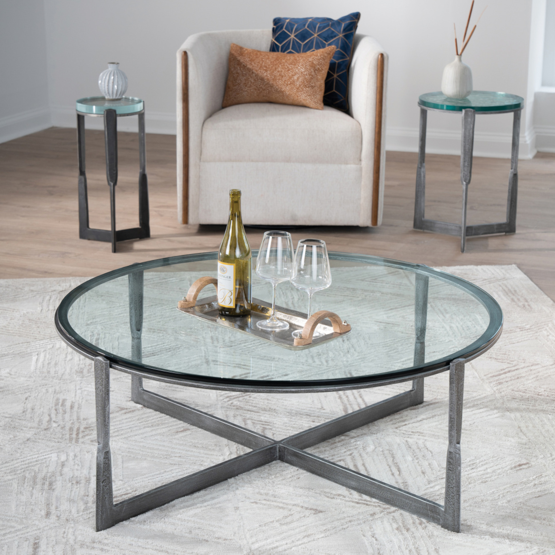 Fraser 42" Round Cocktail Table by Charleston Forge