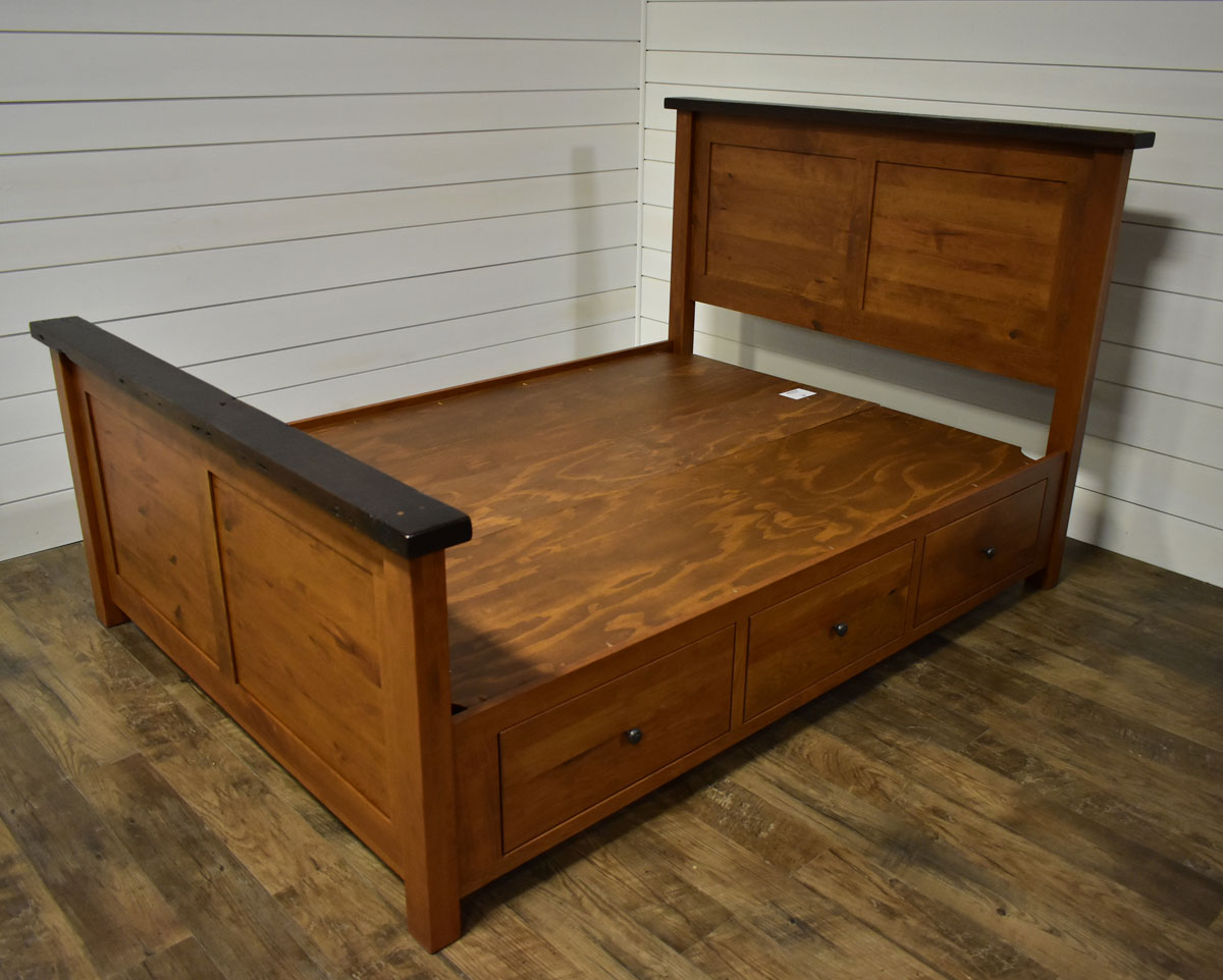 Manchester Queen Storage Bed in Rustic Cherry with Reclaimed Top