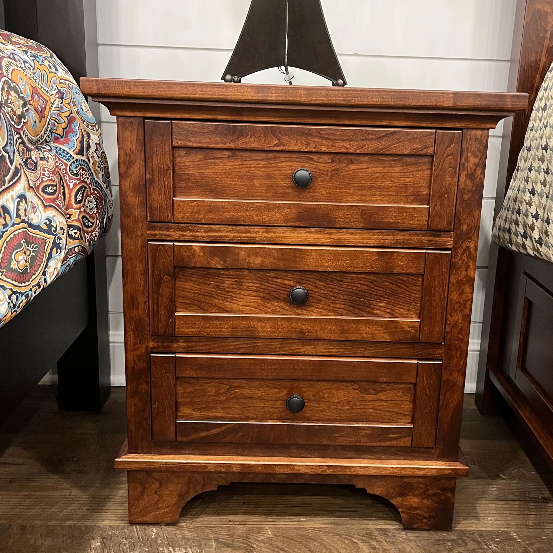 Redington 3-Drawer Nightstand in Rustic Cherry