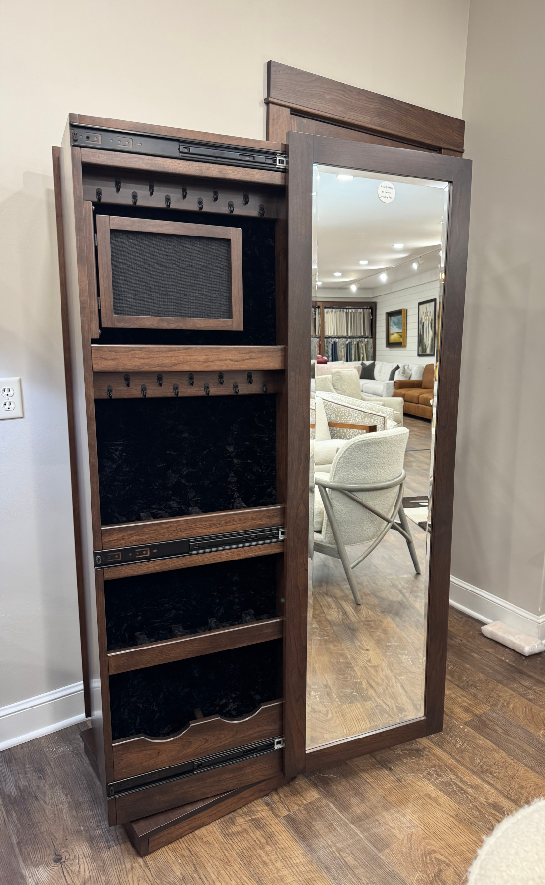 Shaker Rotating Jewelry Armoire Tower in Cherry
