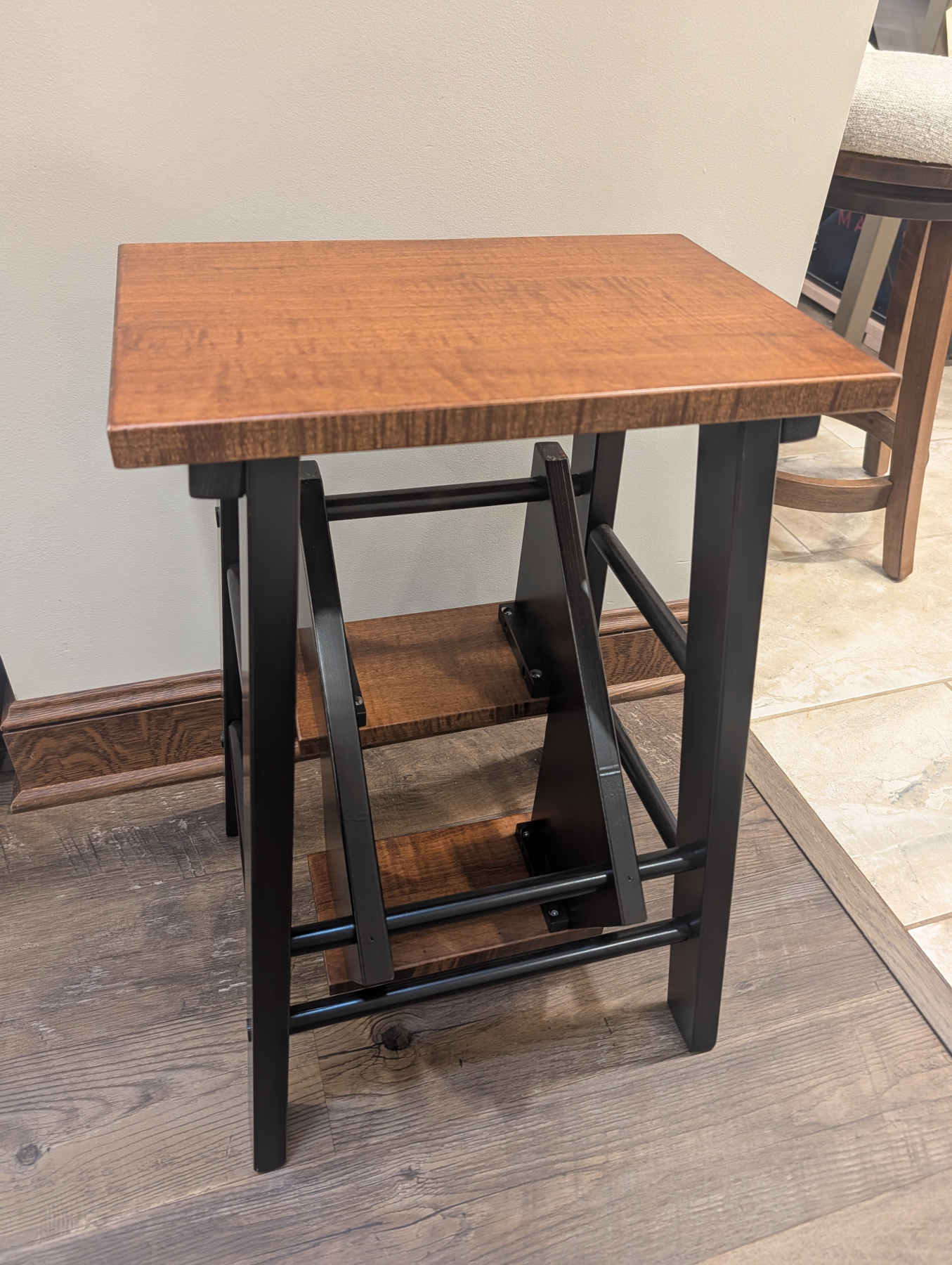 Folding Step Stool in Brown Maple with Tiger Maple