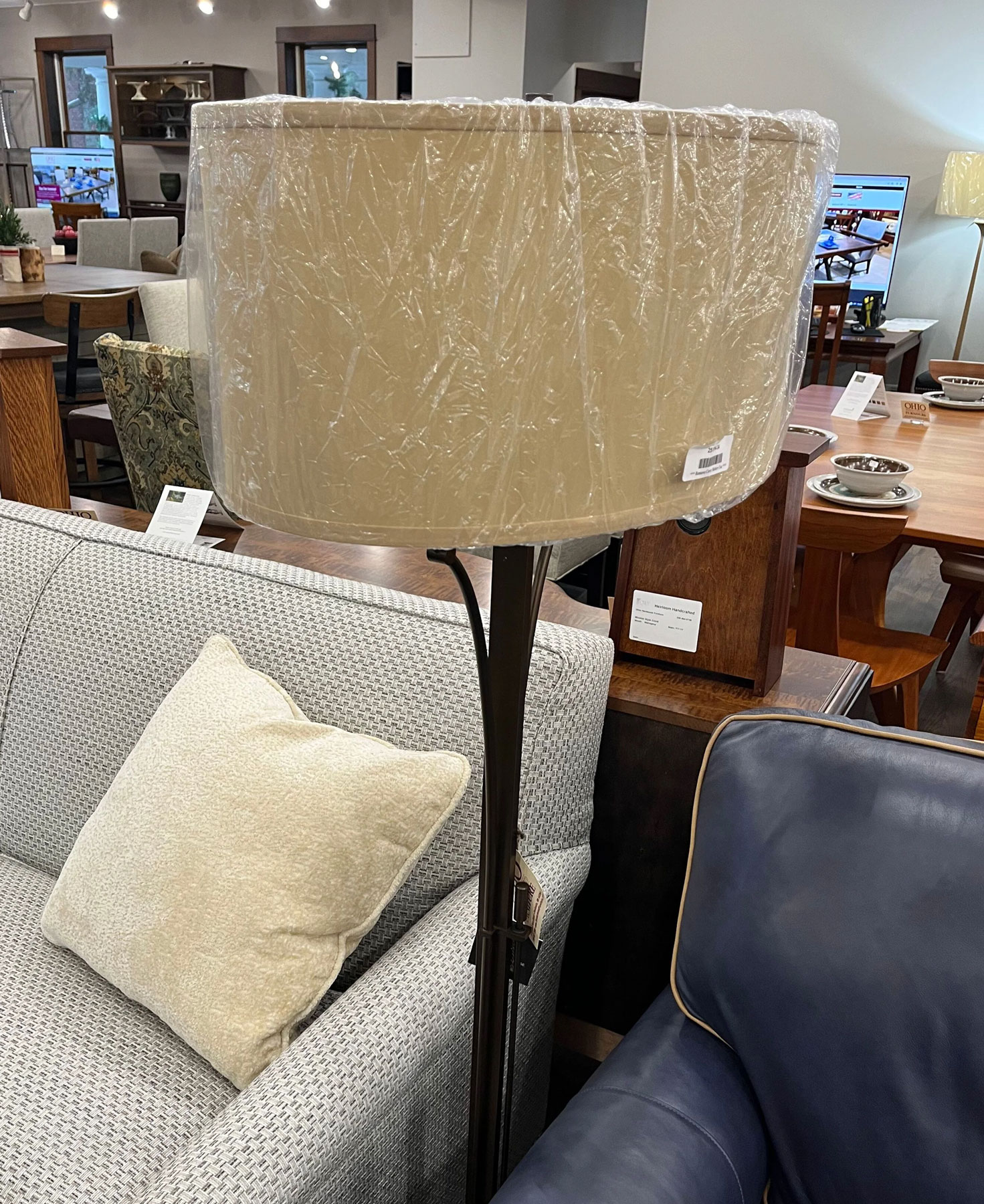Hubbardton Forge Contemporary Formae Floor Lamp with Doeskin Suede Shade