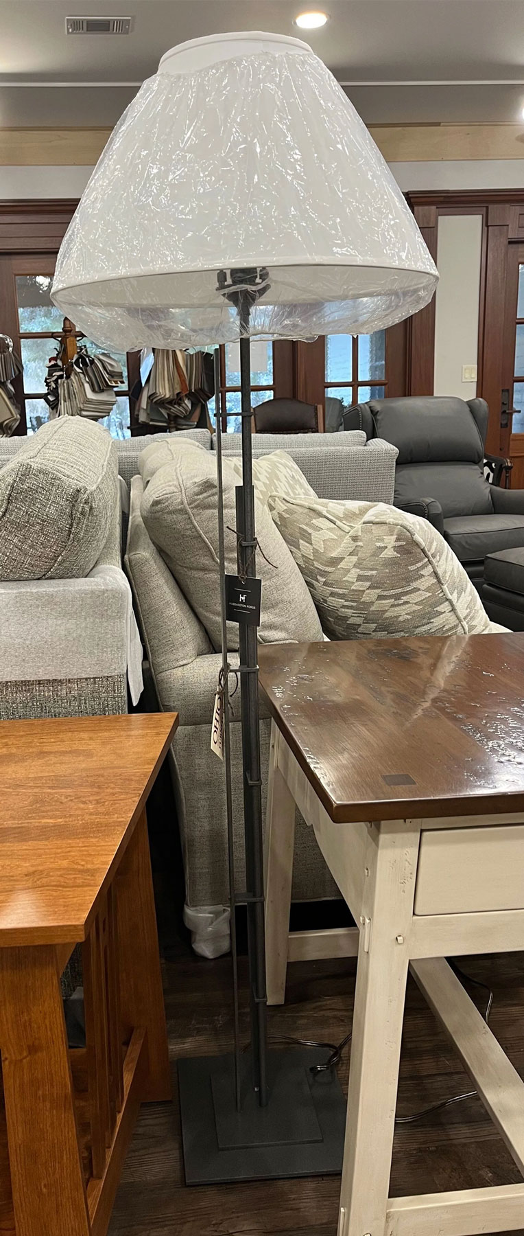 Hubbardton Forge Metra Double Floor Lamp with Natural Anna Shade