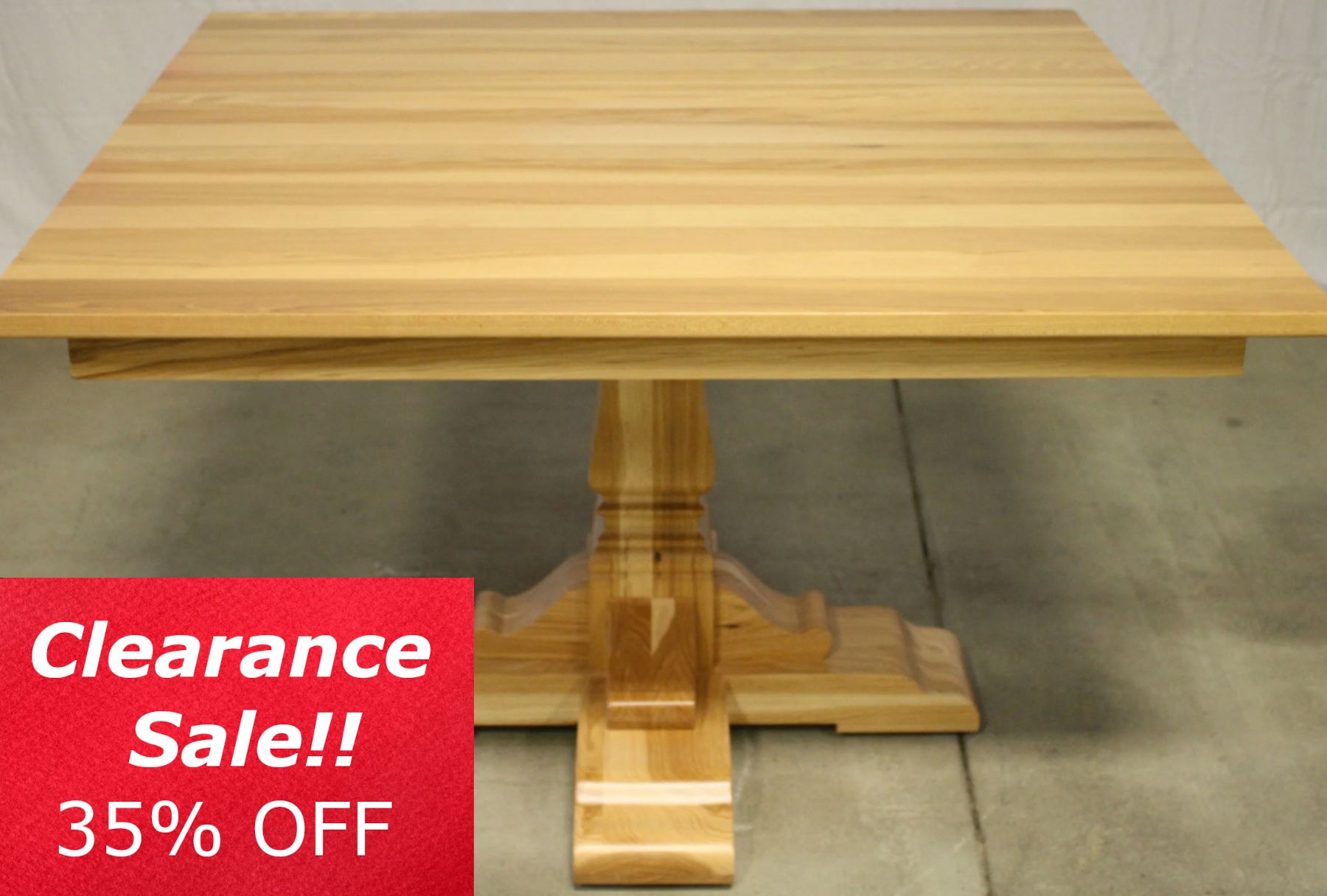 Ashville 48 inch Fixed Top Single Pedestal Table in Hickory