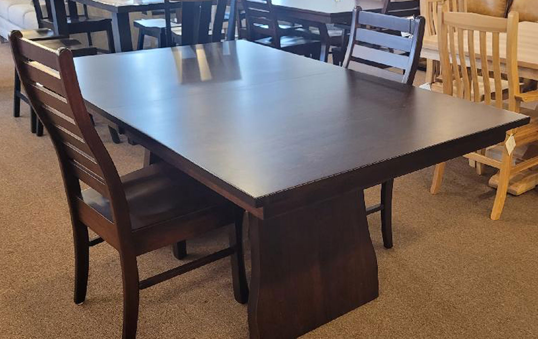 Lyndon 42 x 66 Double Pedestal Table with (2) Leaf Extensions in Brown Maple