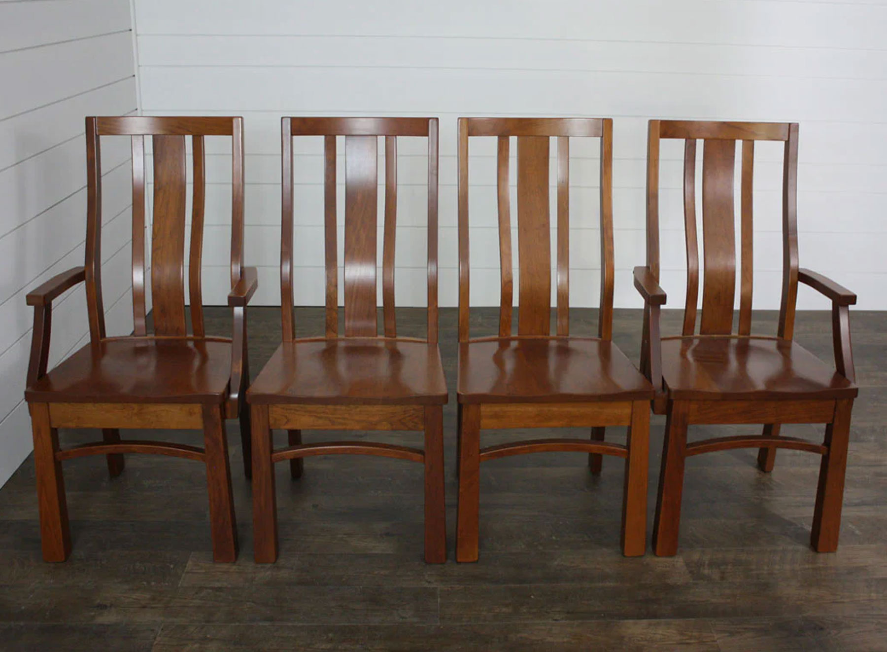 (2) Alexander Wide Slat Arm Chairs and (2)  Side Dining Chairs in Cherry