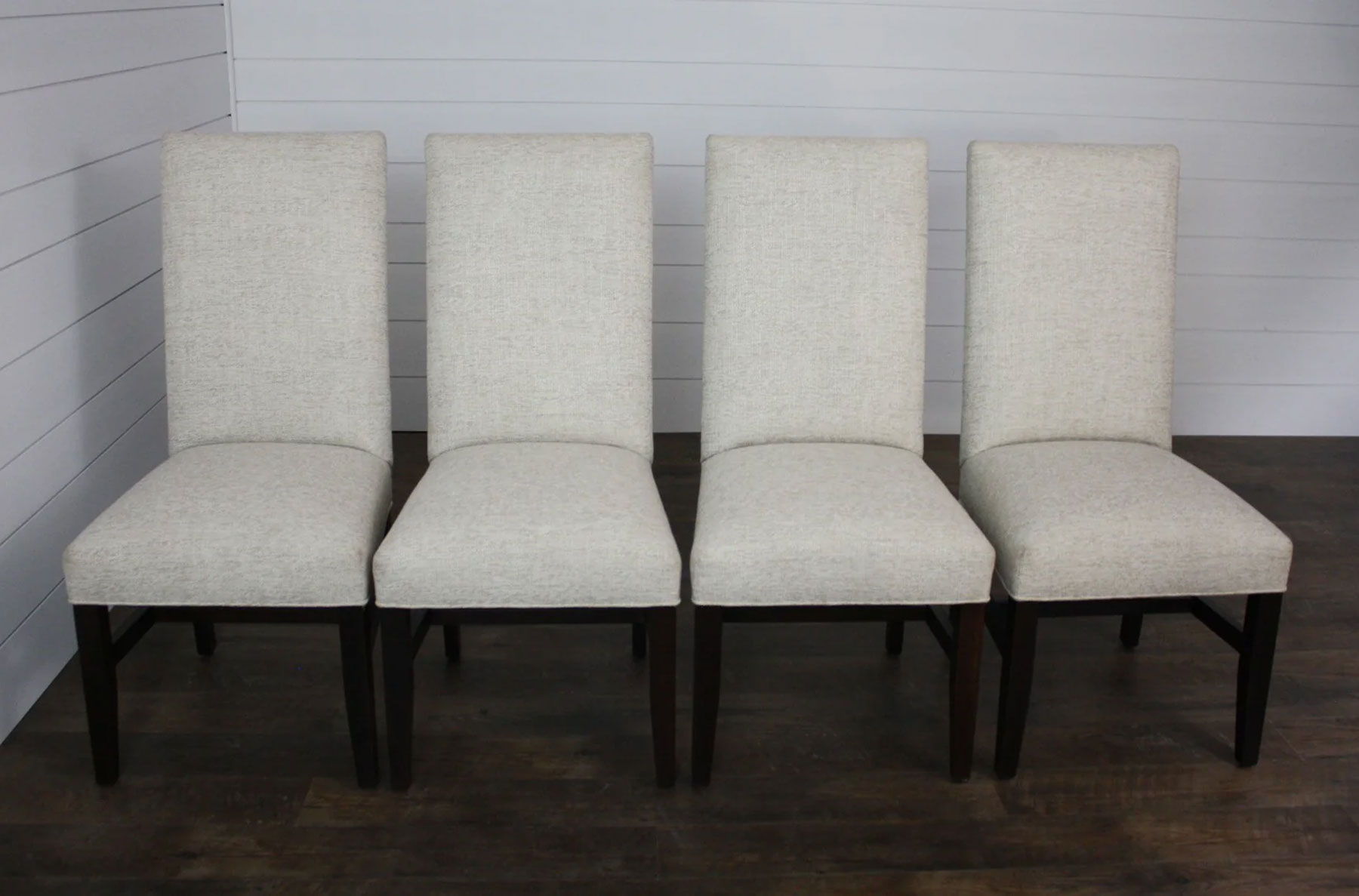 (4) Elwood Upholstered Side Dining Chairs in Brown Maple