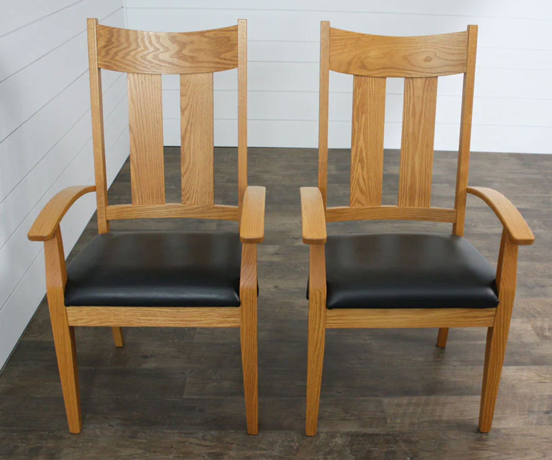 Lilac Arm Chairs with Leather Seat in Red Oak