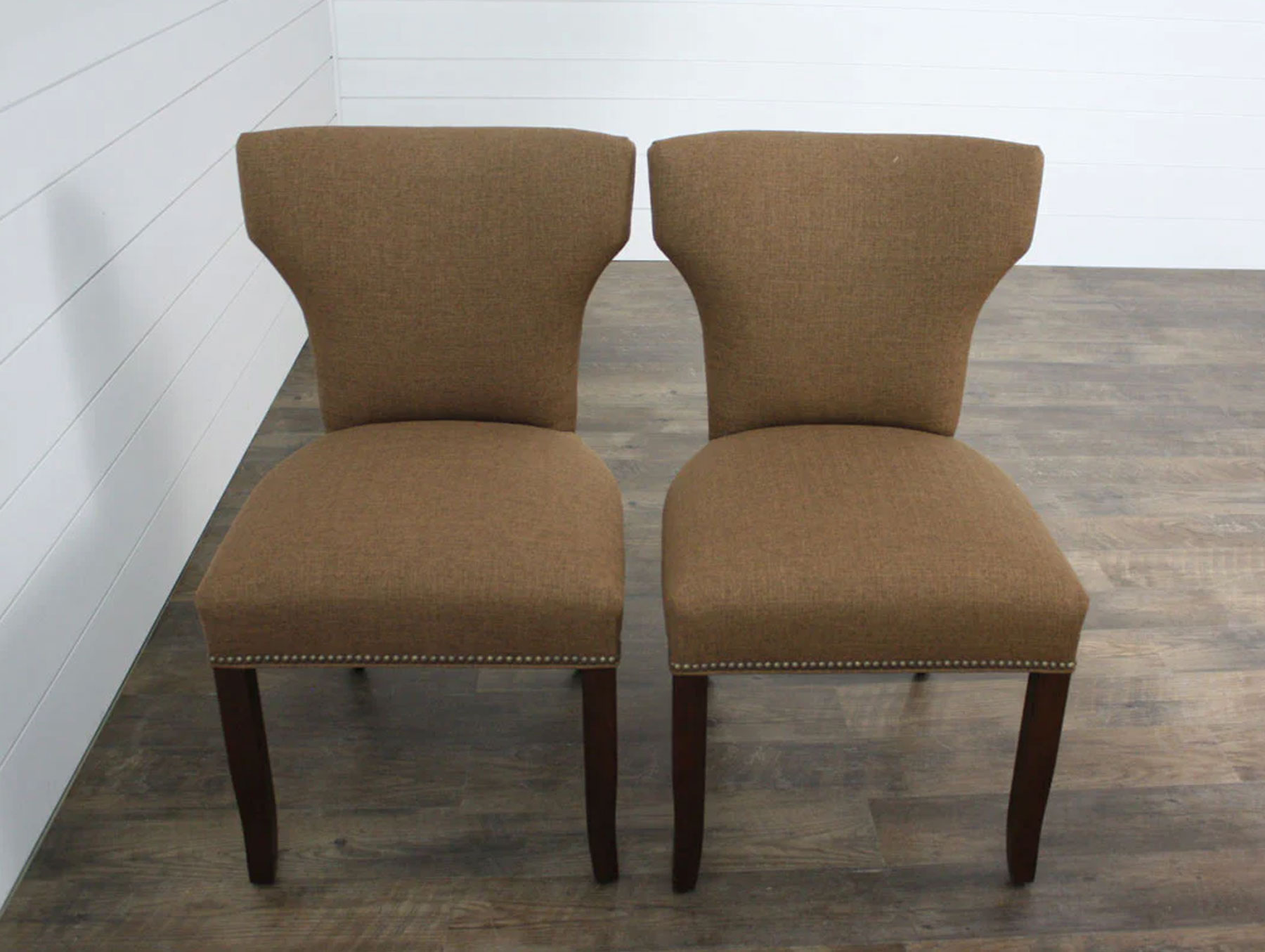 (2) Mackenzie Dow Tribeca Upholstered Dining Chairs in Brown Fabric