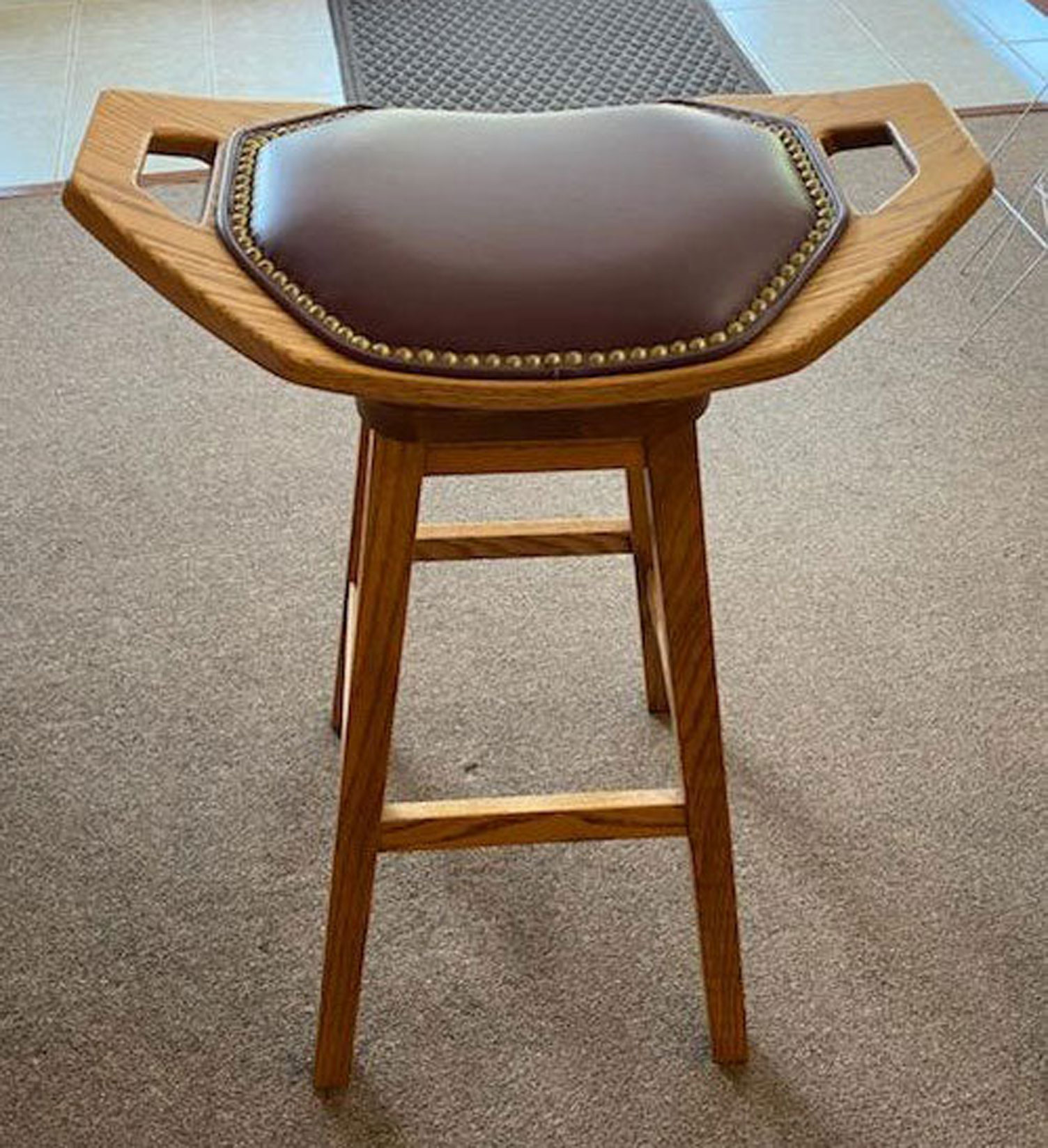 Mission Swivel Saddle Stool with Pecan Leather