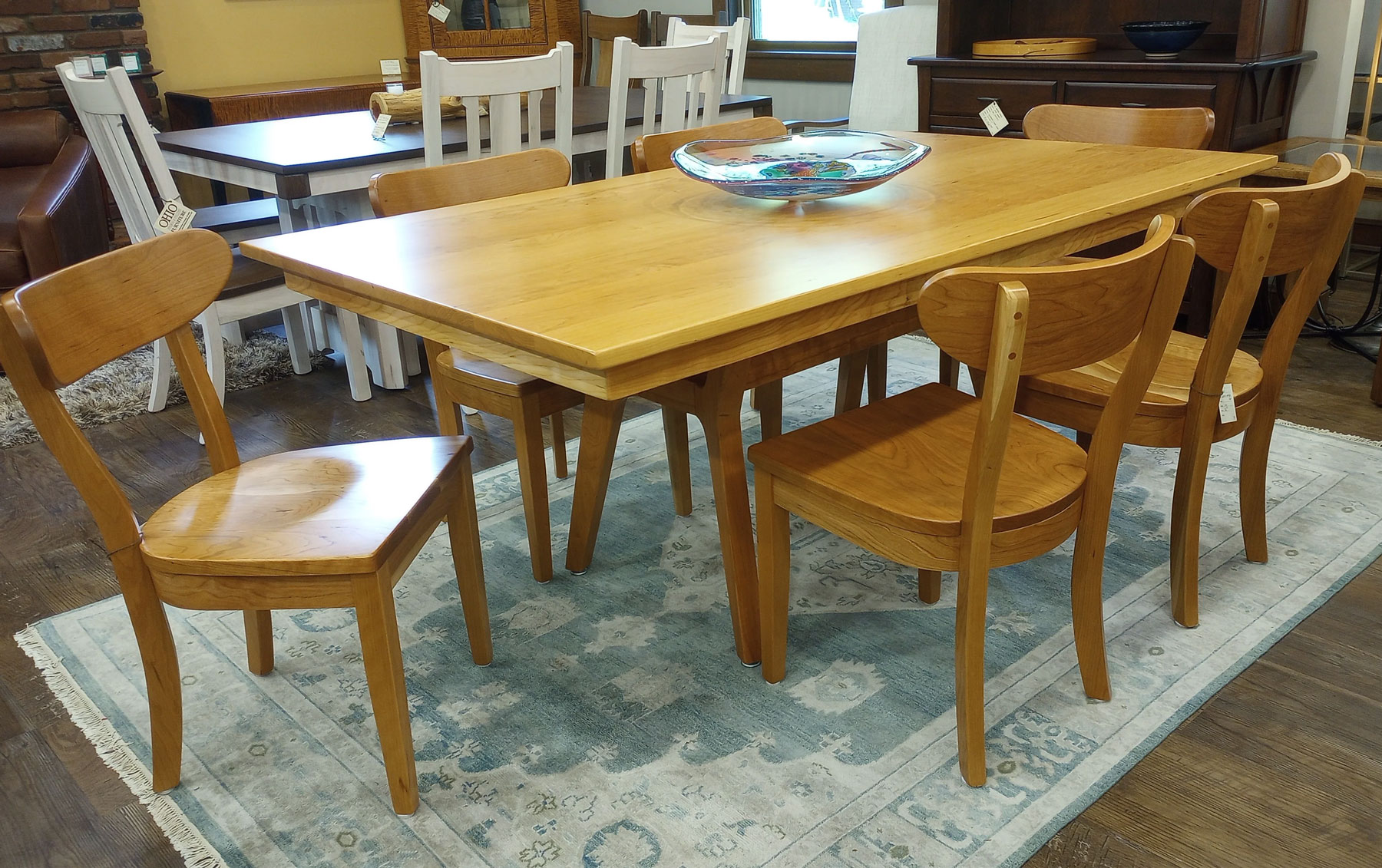 Windsor 42 x 72 Table with (6) Transitional Windsor Dining Chairs in Cherry