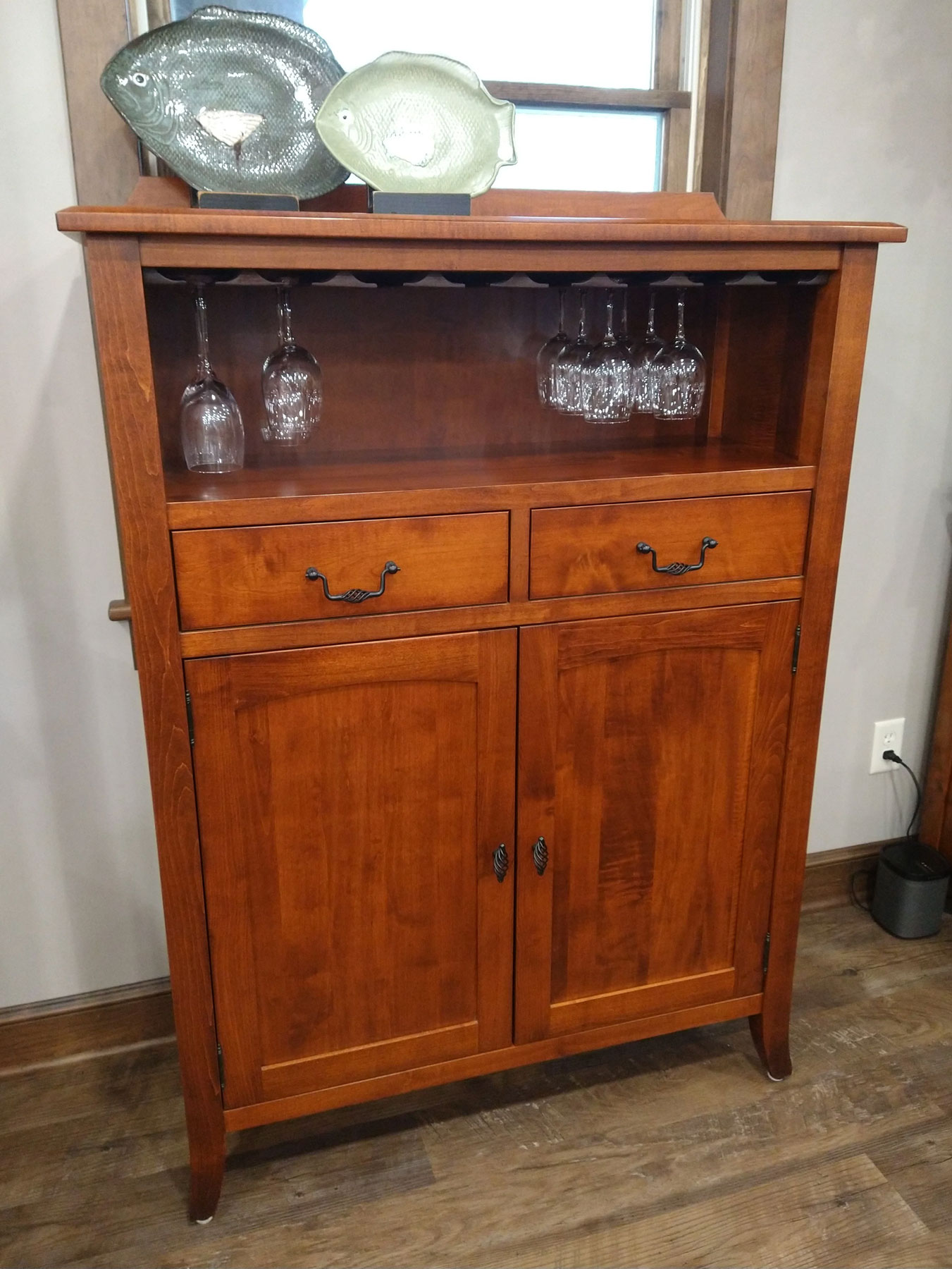 Old World #402 Wine Cabinet in Brown Maple