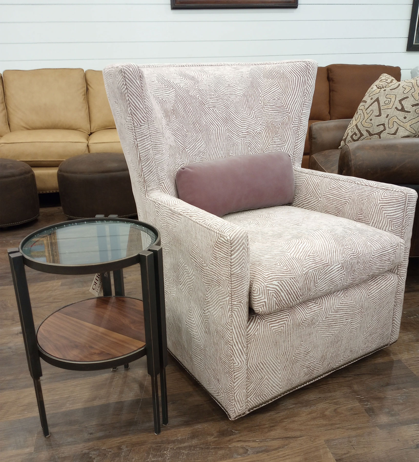 Leathercraft 301-S Avanti Swivel Chair in Qena Baked Plum Fabric
